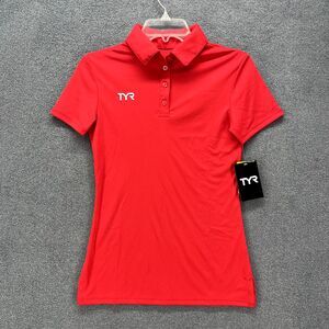TYR‎ Polo Shirt Womens XS Red Short Sleeve Henley collared stretch